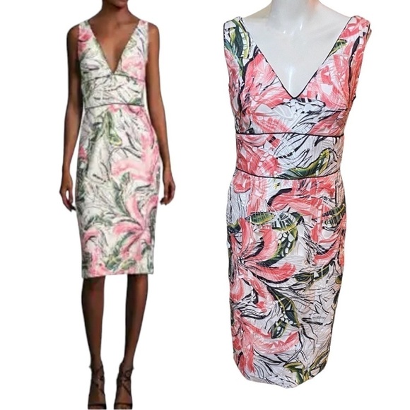 Kay Unger Sleeveless Floral Cocktail Dress in Multi Size 6 - Picture 1 of 11